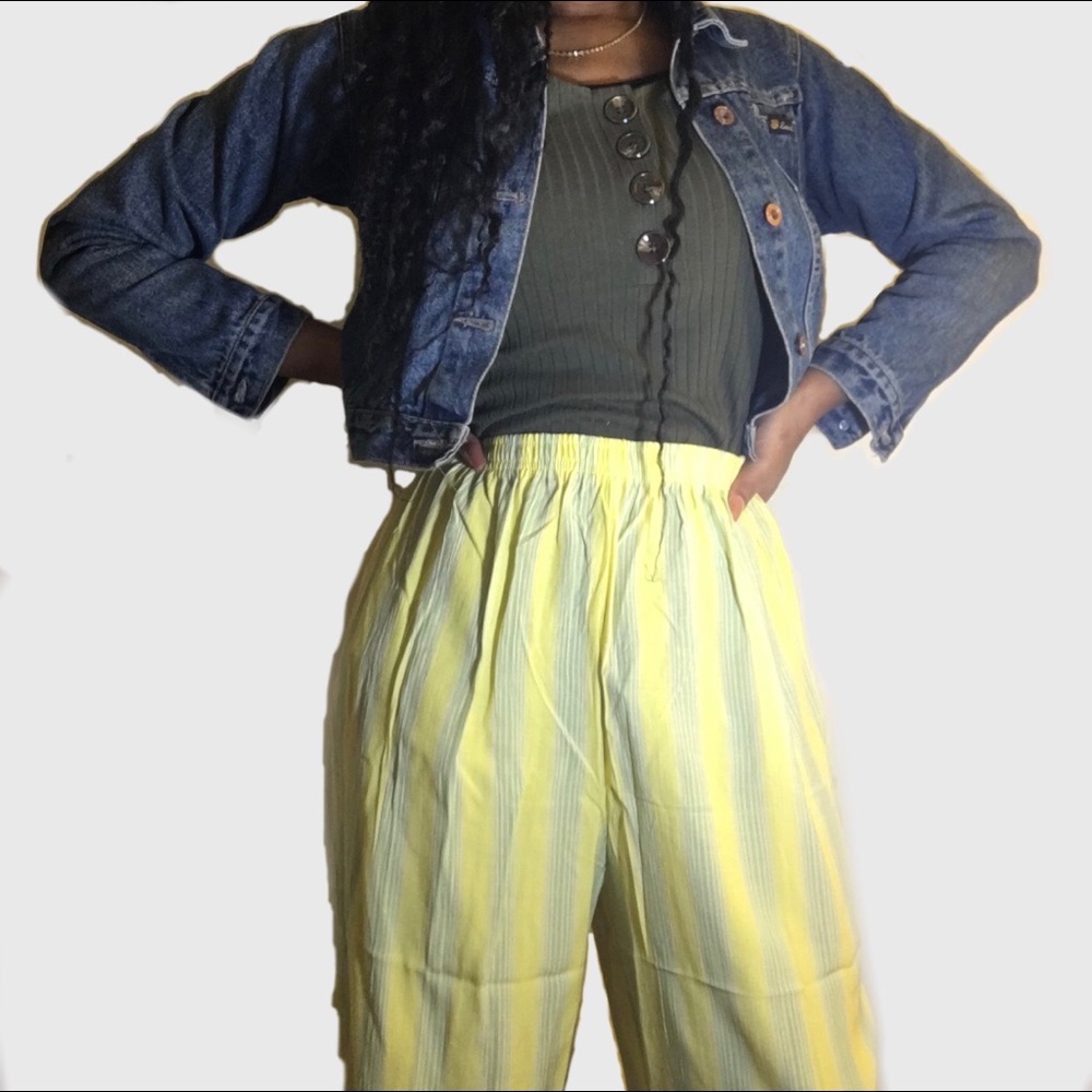 Yellow & green wide legged pants! 🌻